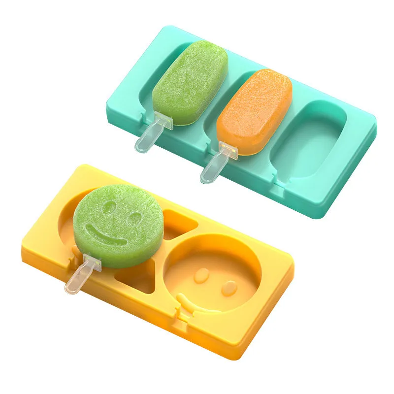 2 Color with Lid Ice Cream Silicone Mold Classic DIY Making Ice-Cream Mould