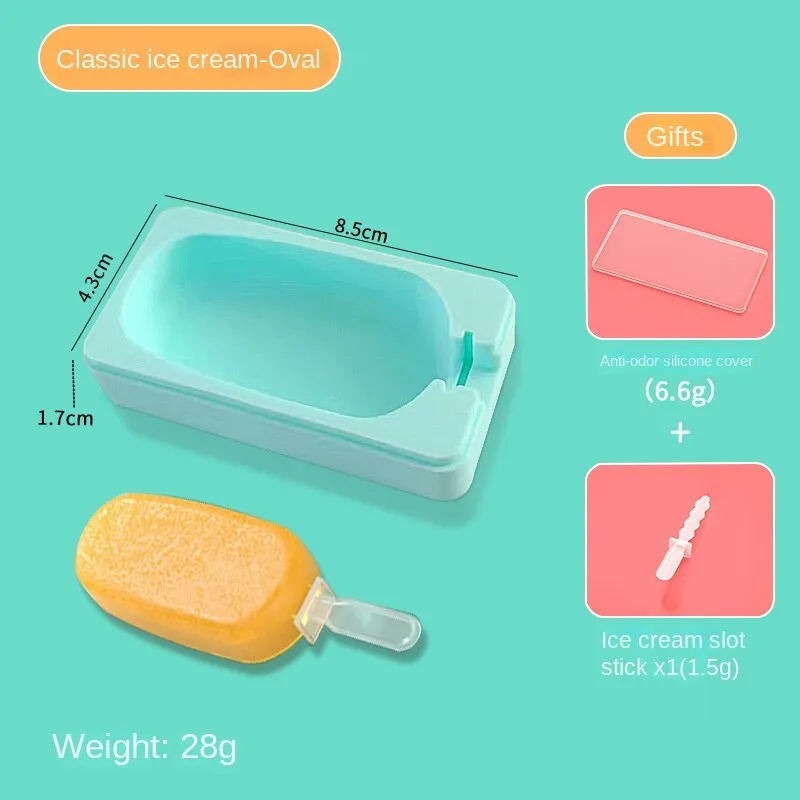 2 Color with Lid Ice Cream Silicone Mold Classic DIY Making Ice-Cream Mould