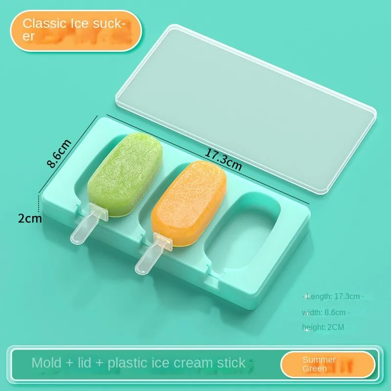 2 Color with Lid Ice Cream Silicone Mold Classic DIY Making Ice-Cream Mould