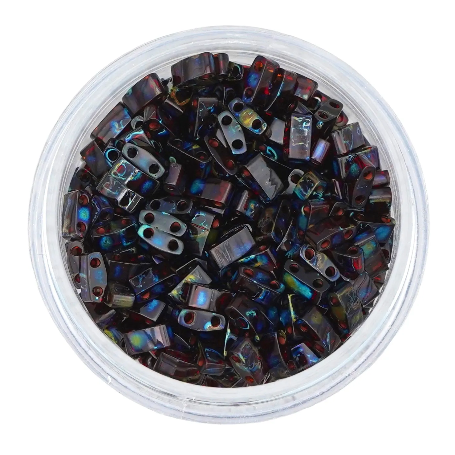 4504 Half Tila Beads - Deep Red Transparent Picasso