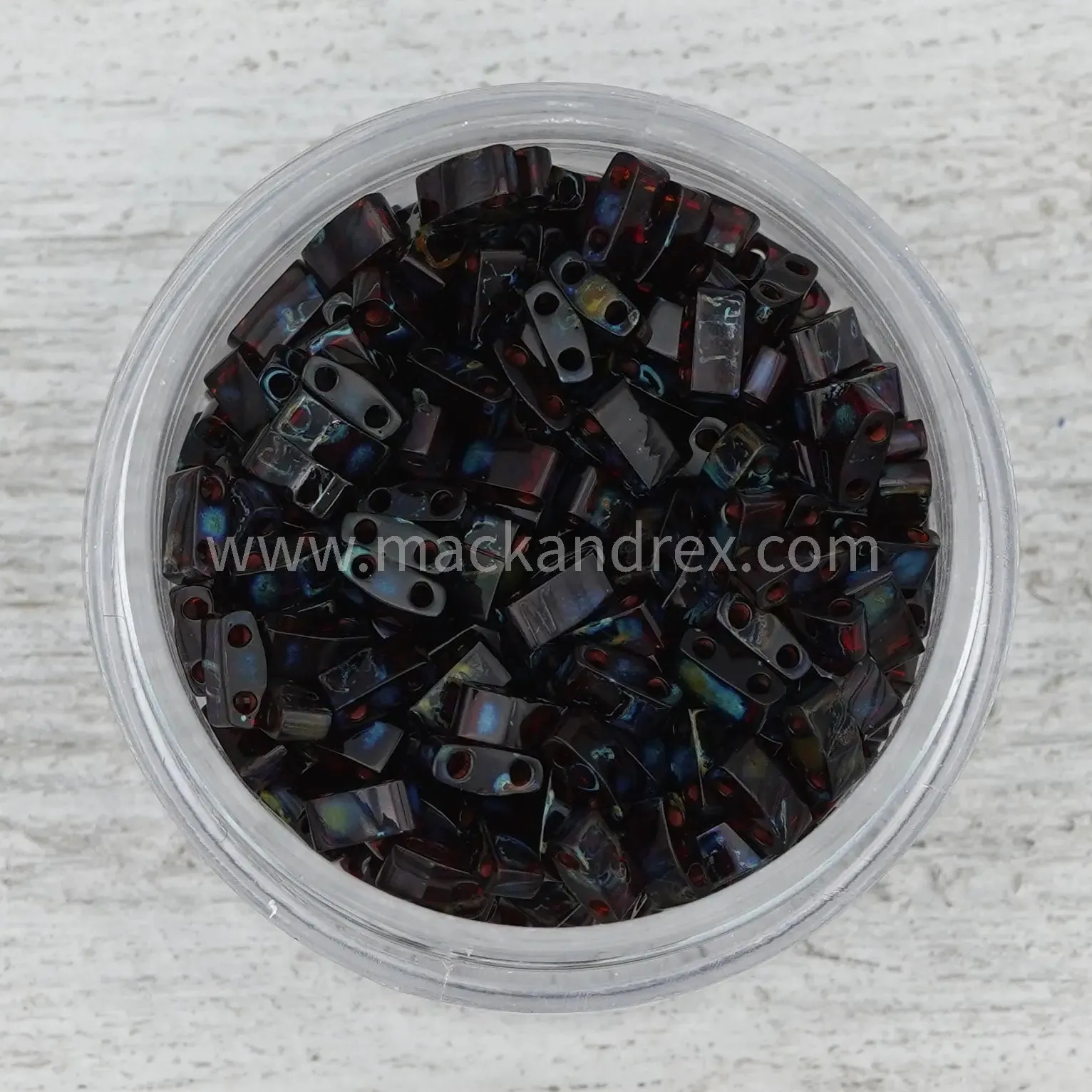 4504 Half Tila Beads - Deep Red Transparent Picasso