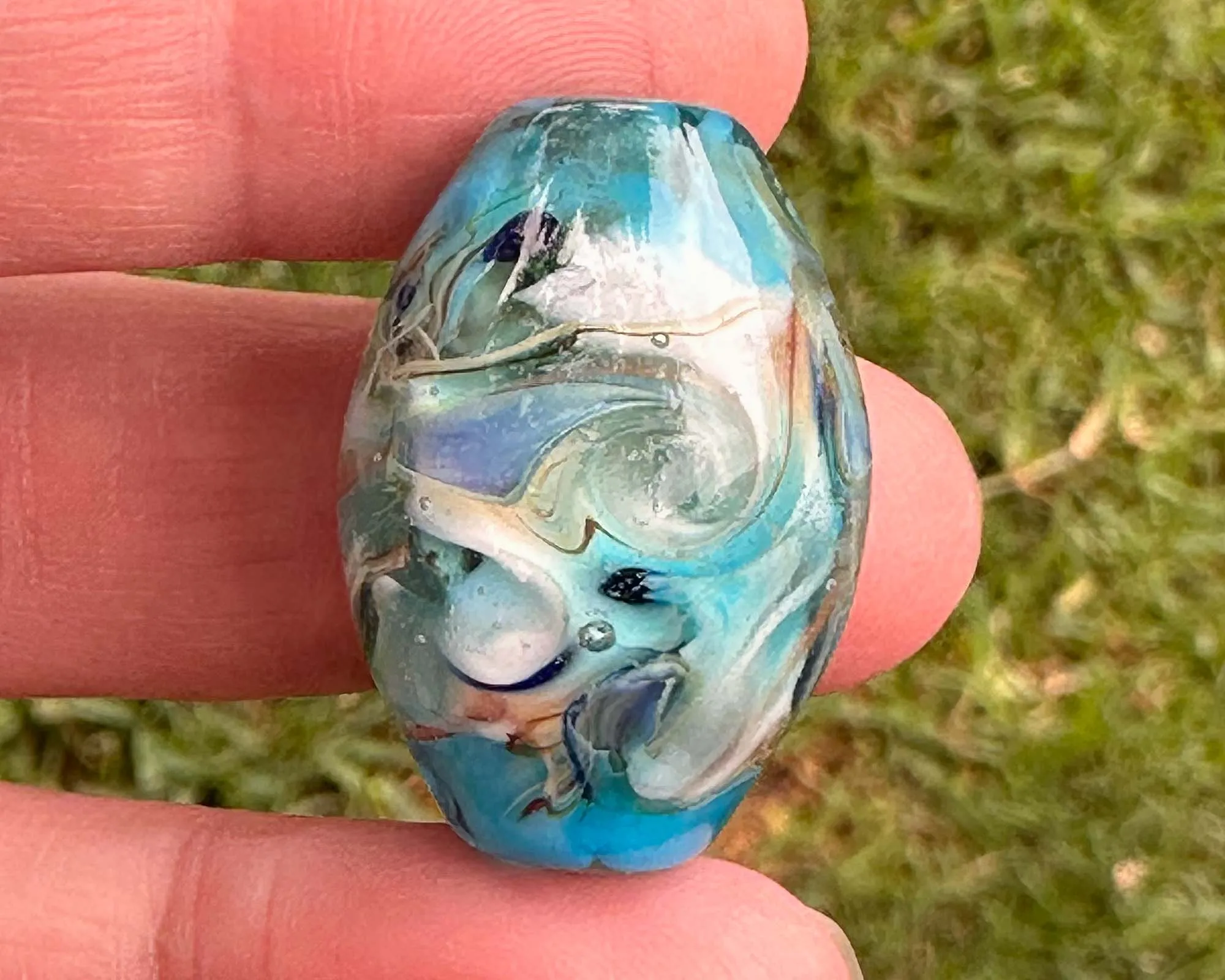 Aqua Blue Lagoon Lampwork Focal Bead SRA