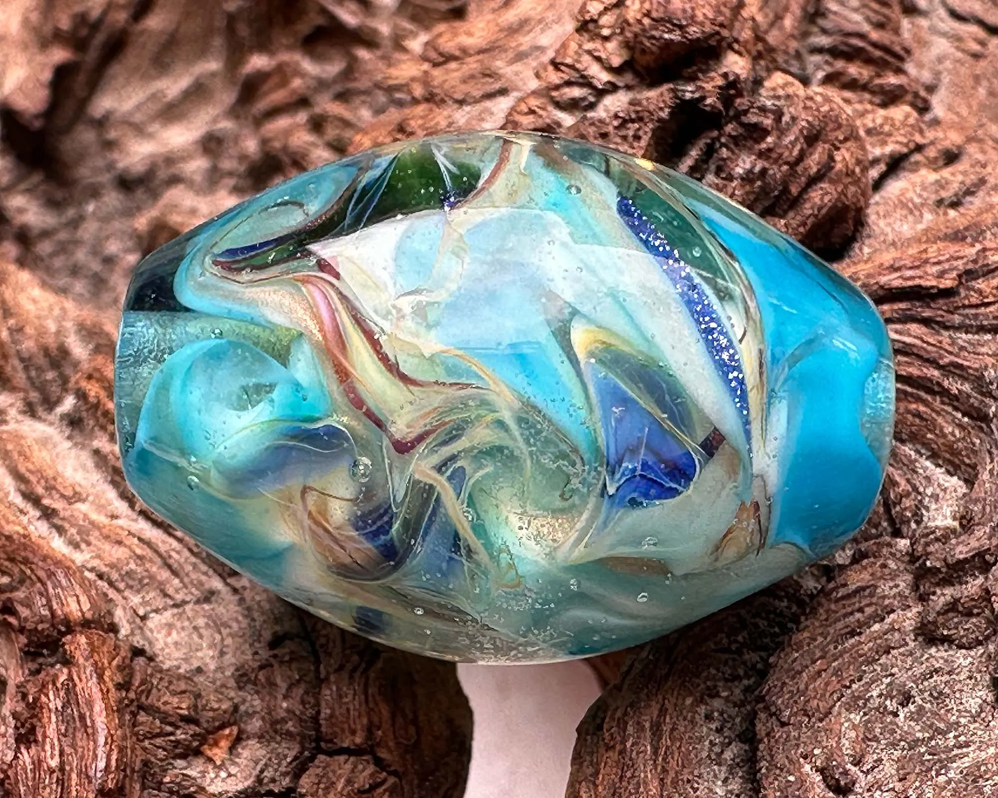 Aqua Blue Lagoon Lampwork Focal Bead SRA