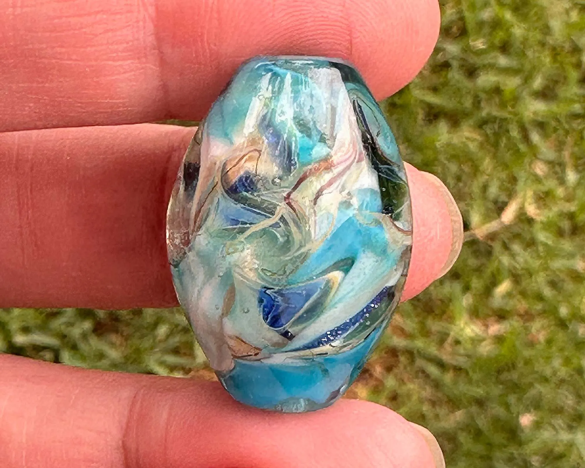 Aqua Blue Lagoon Lampwork Focal Bead SRA