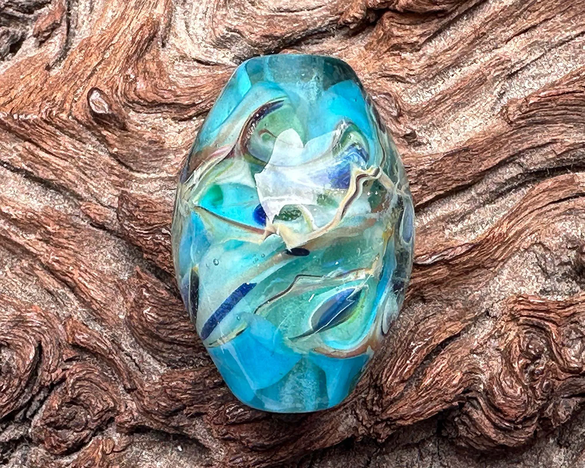 Aqua Blue Lagoon Lampwork Focal Bead SRA