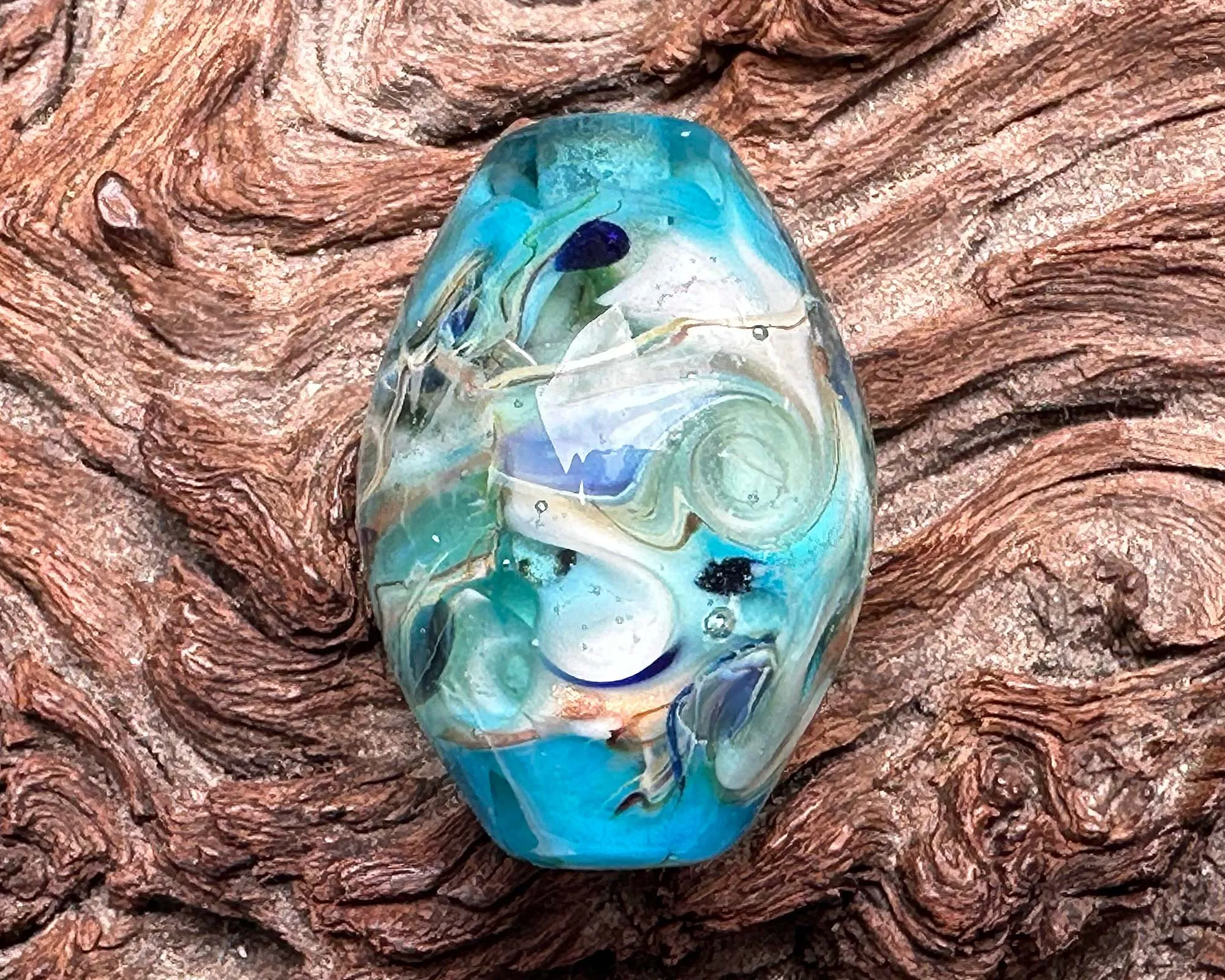 Aqua Blue Lagoon Lampwork Focal Bead SRA