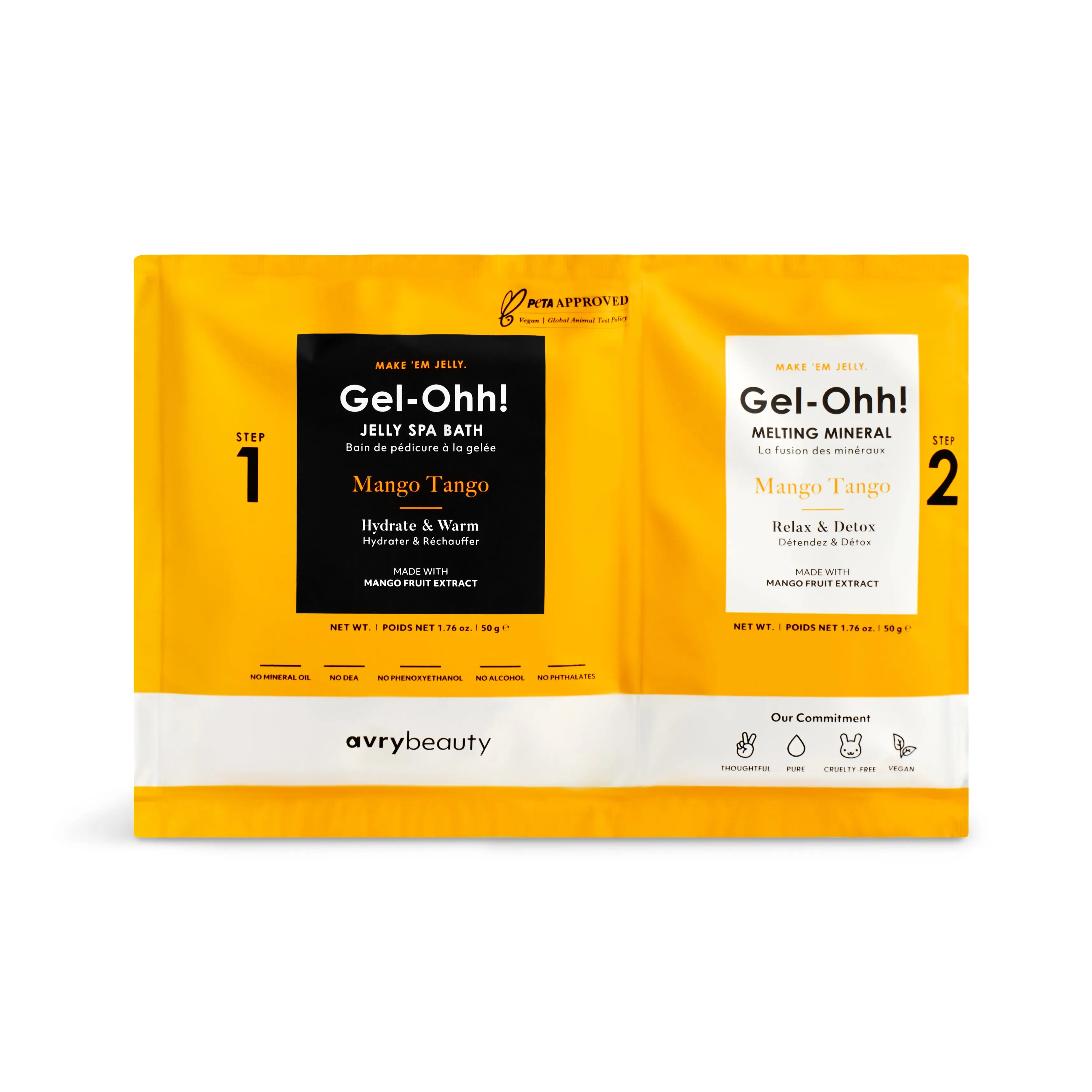 Avry Beauty Gel-Ohh! Jelly Spa 2-Step Soak & Scrub Pedi Bath - Mango