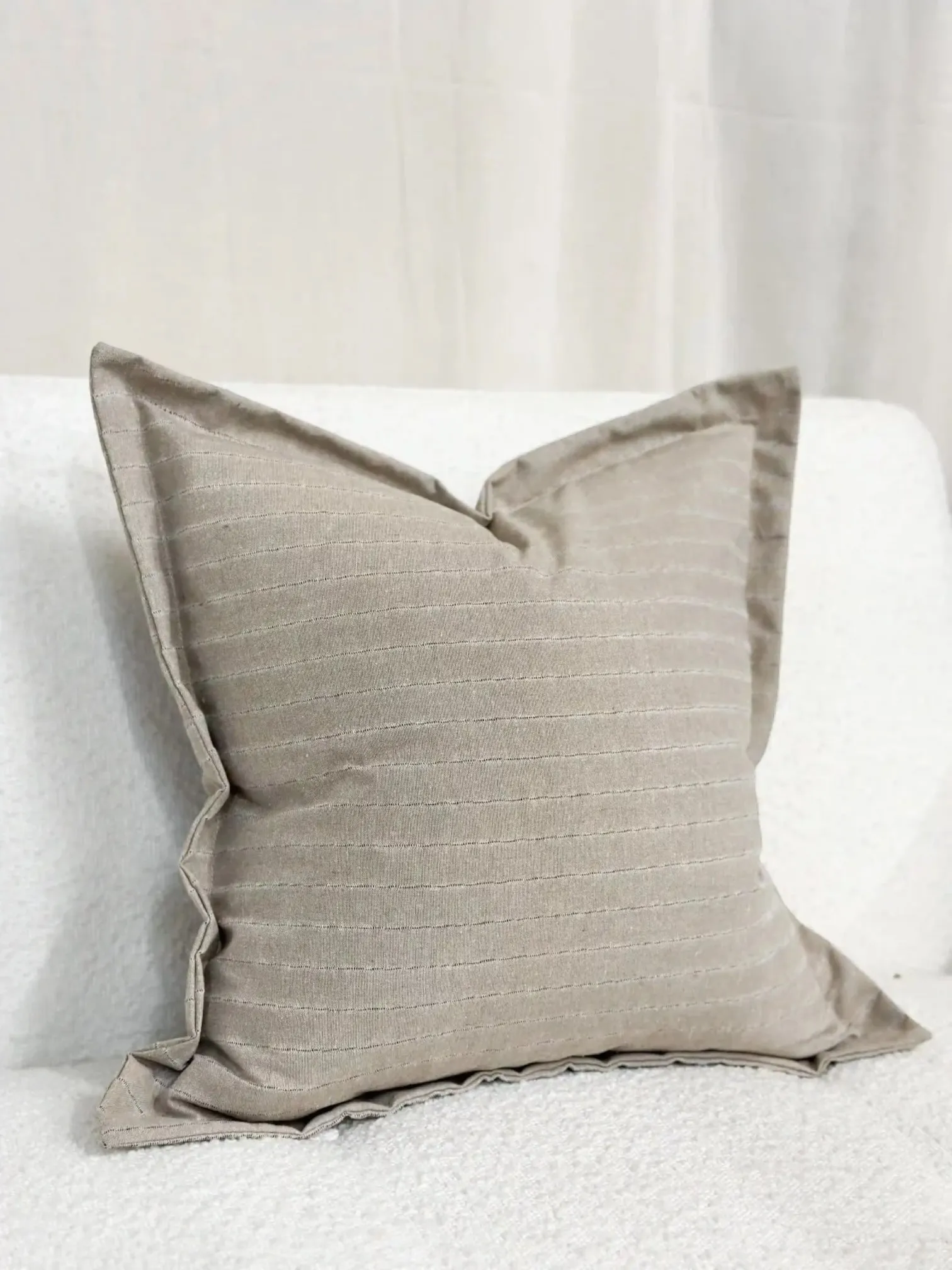 Beige Luxury Linen Blend Cushion Cover - 45cm x 45cm