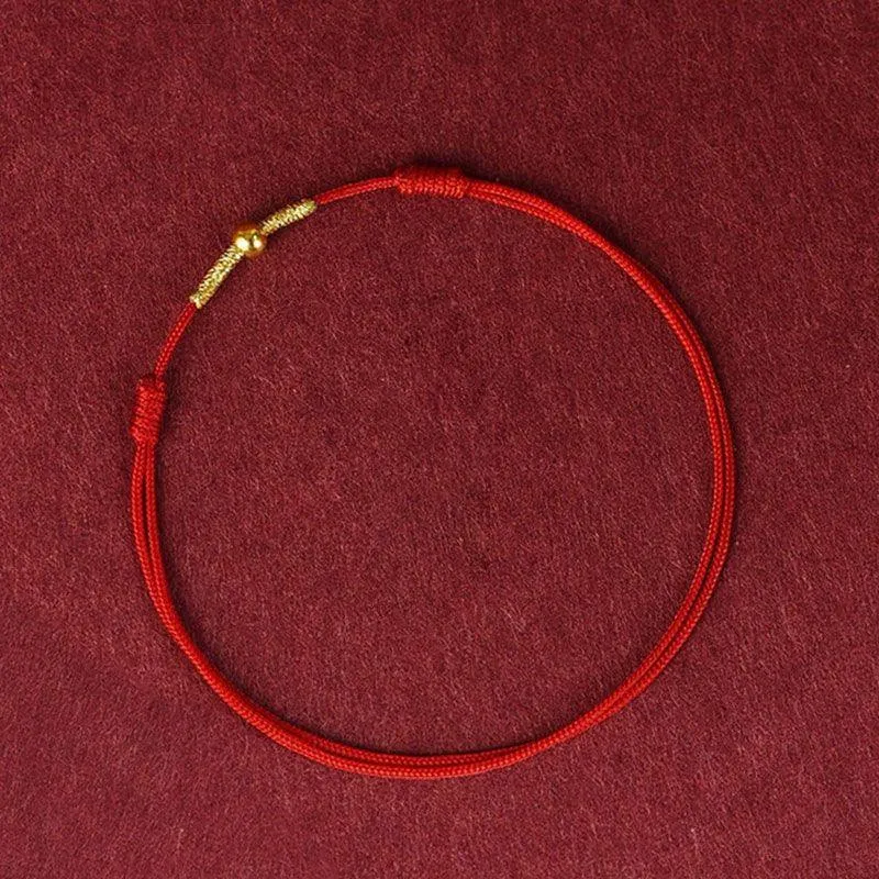 Buddhisttemple Red String Metal Bead Protector Bracelet