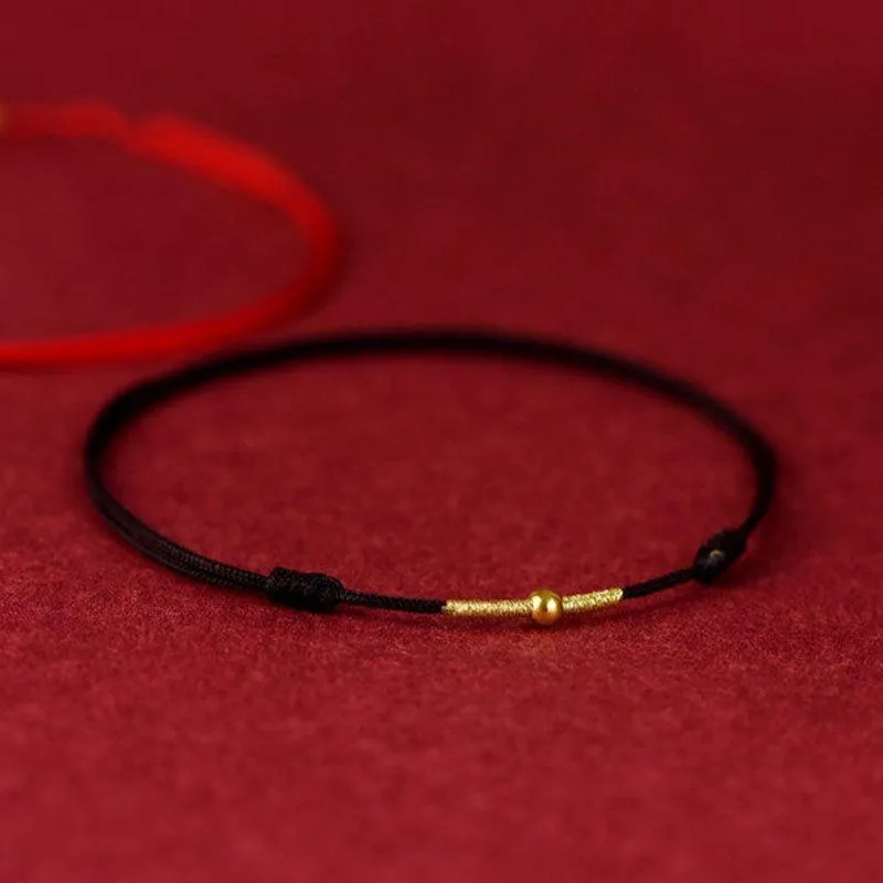 Buddhisttemple Red String Metal Bead Protector Bracelet