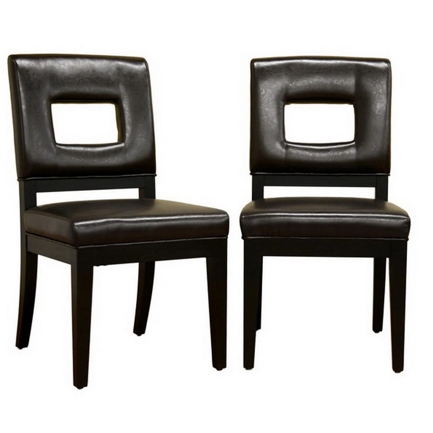 Faustino Dark Brown Leather Dining Chair - 2pcs