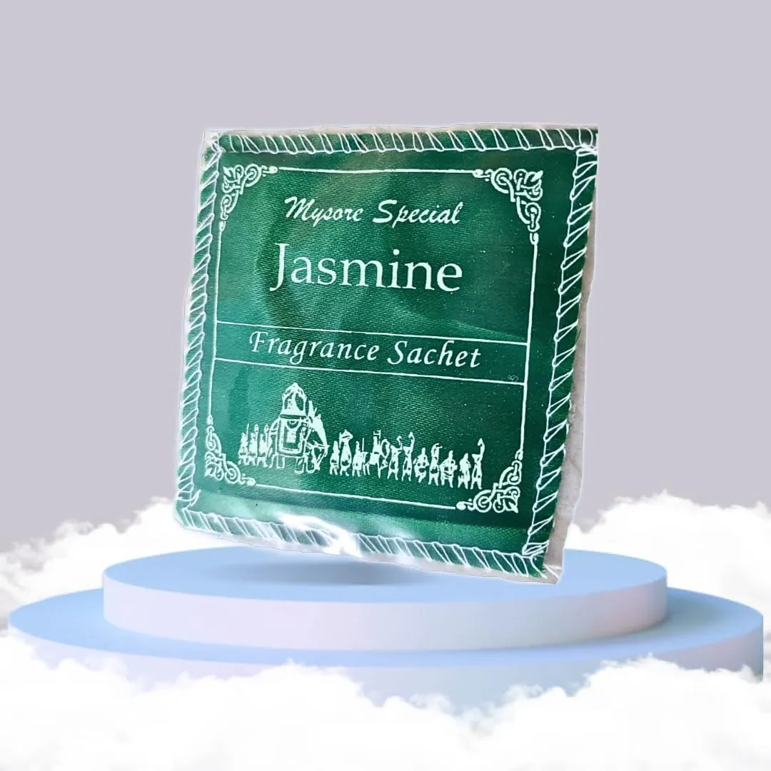 Mysore Jasmine Fragrance Sachets (6-Pack) -Eco-Friendly Cloth Pouch - Long-Lasting Freshness for Wardrobe, Closet, Drawers, and More