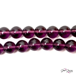 Purple Amethyst 12mm Czech Glass Round Druk Beads