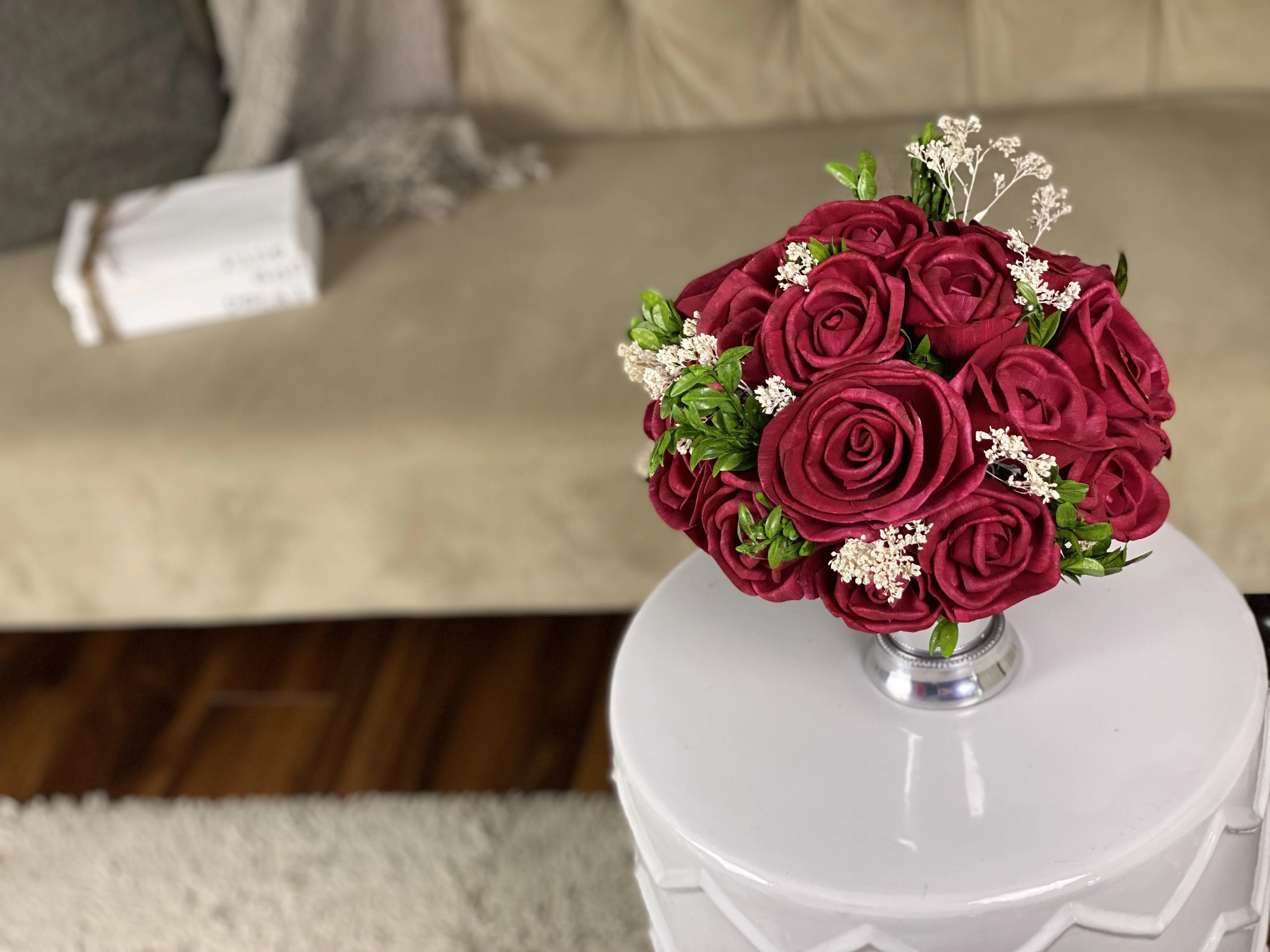 Red Roses - Silver - Classic Sola Flower Arrangement