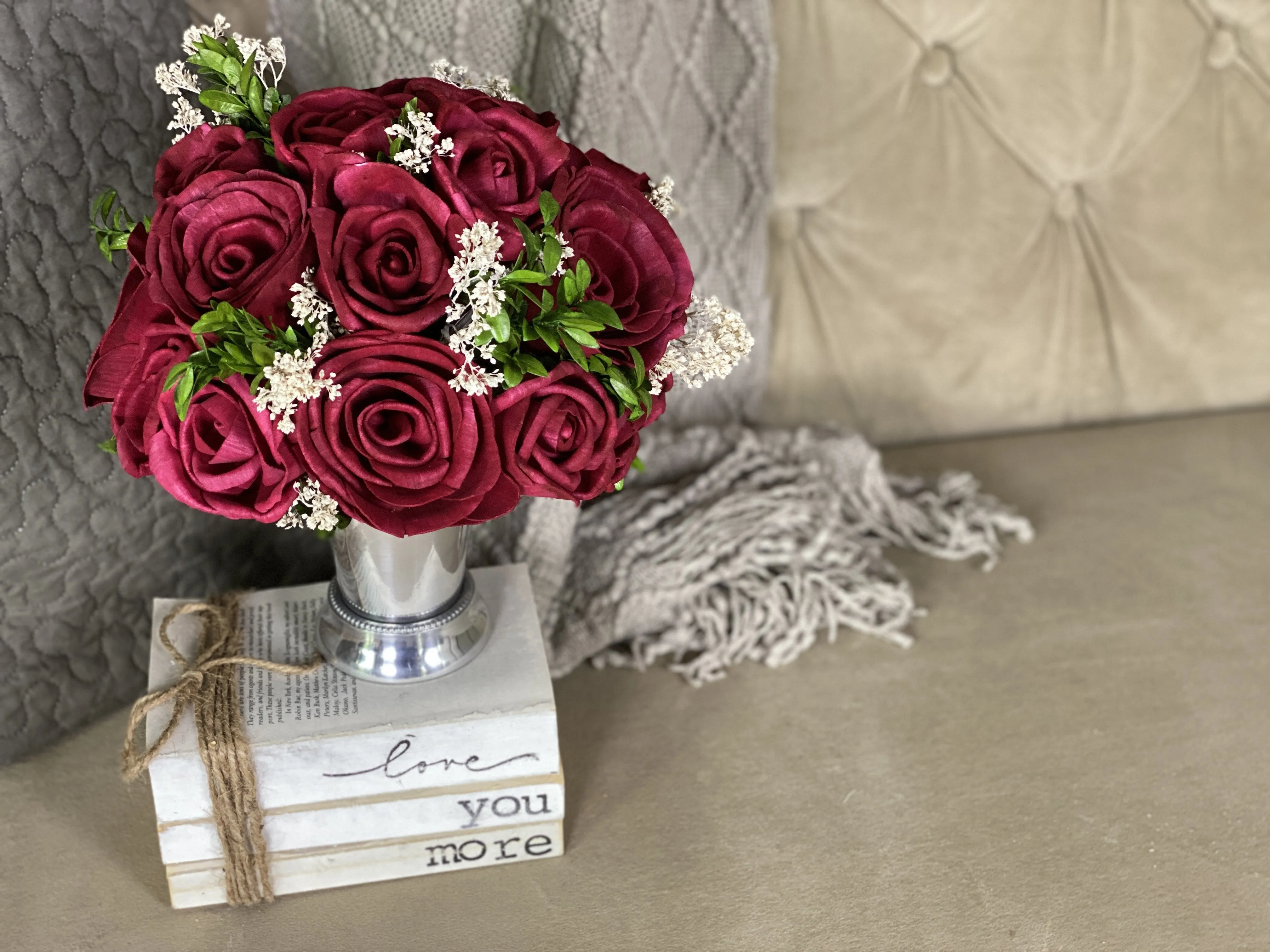 Red Roses - Silver - Classic Sola Flower Arrangement