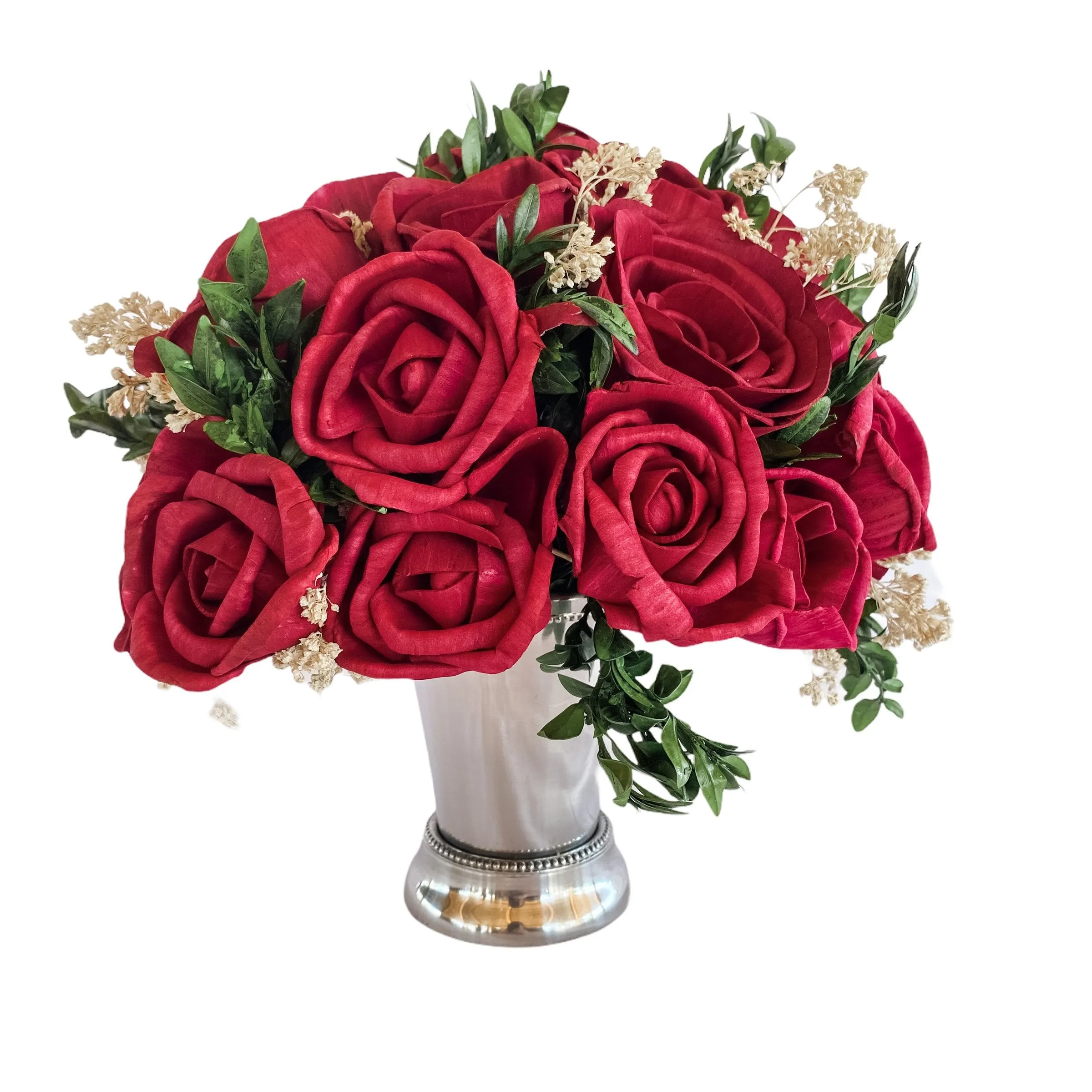 Red Roses - Silver - Classic Sola Flower Arrangement