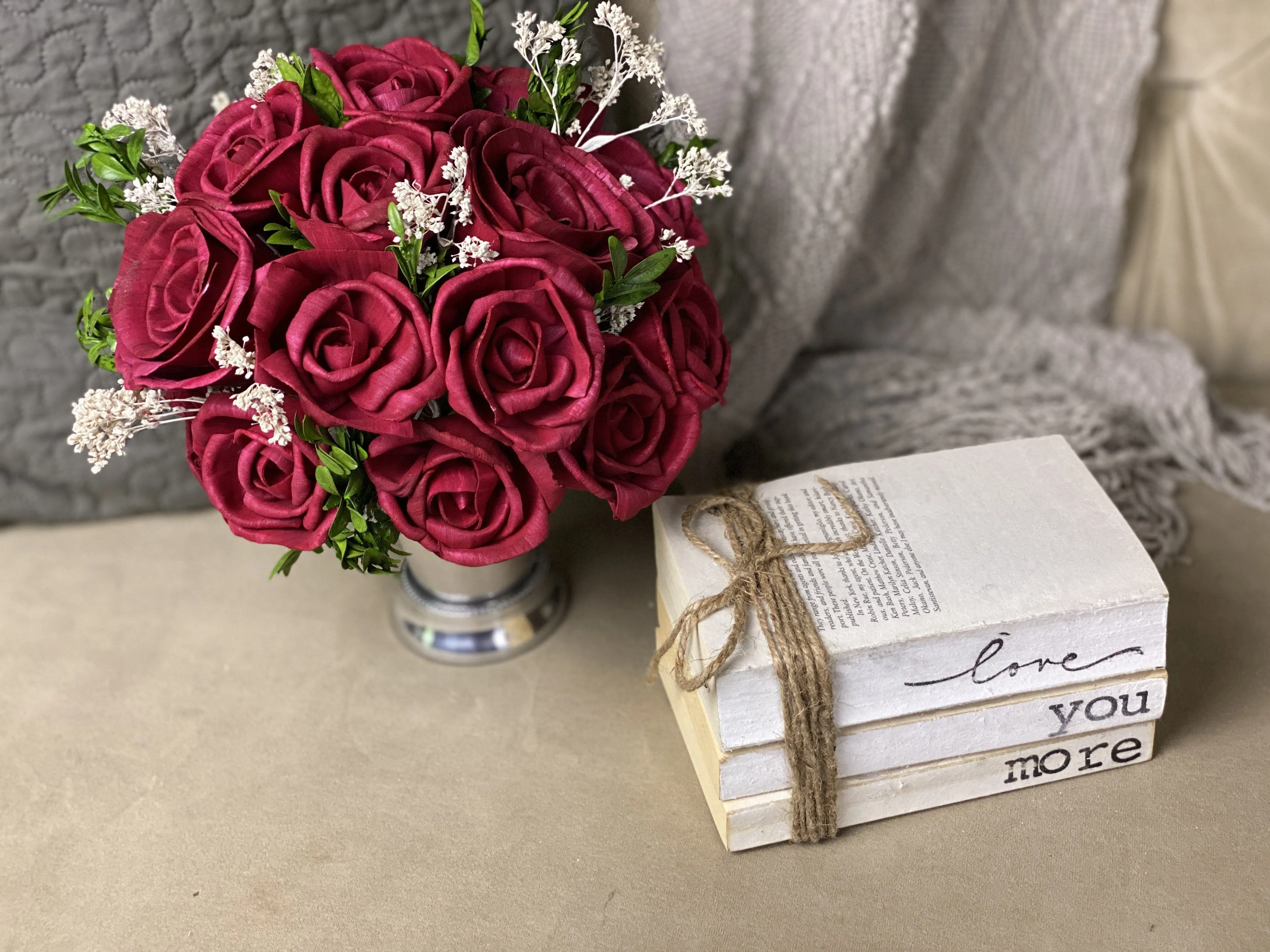 Red Roses - Silver - Classic Sola Flower Arrangement