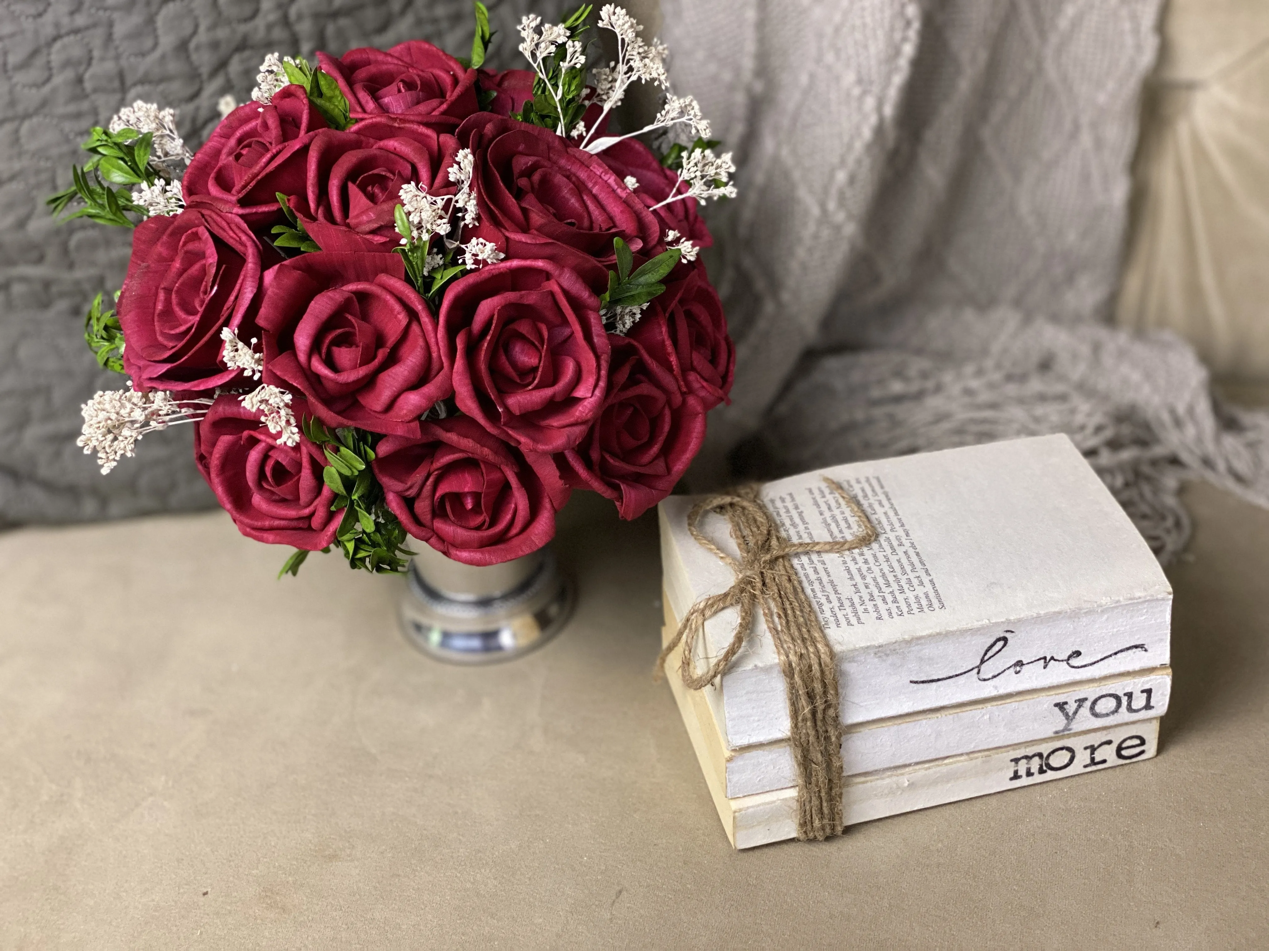 Red Roses - Silver - Classic Sola Flower Arrangement