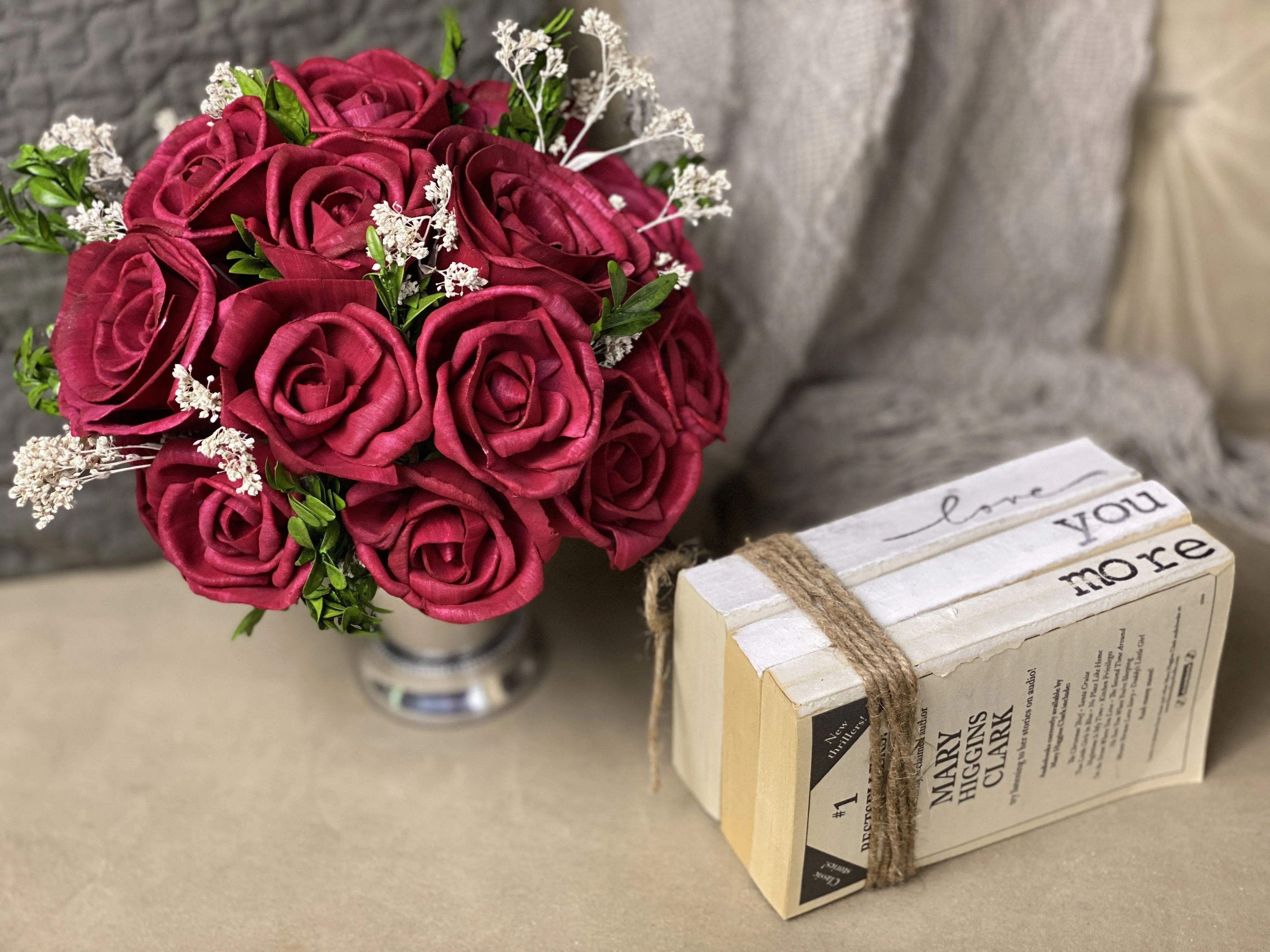 Red Roses - Silver - Classic Sola Flower Arrangement