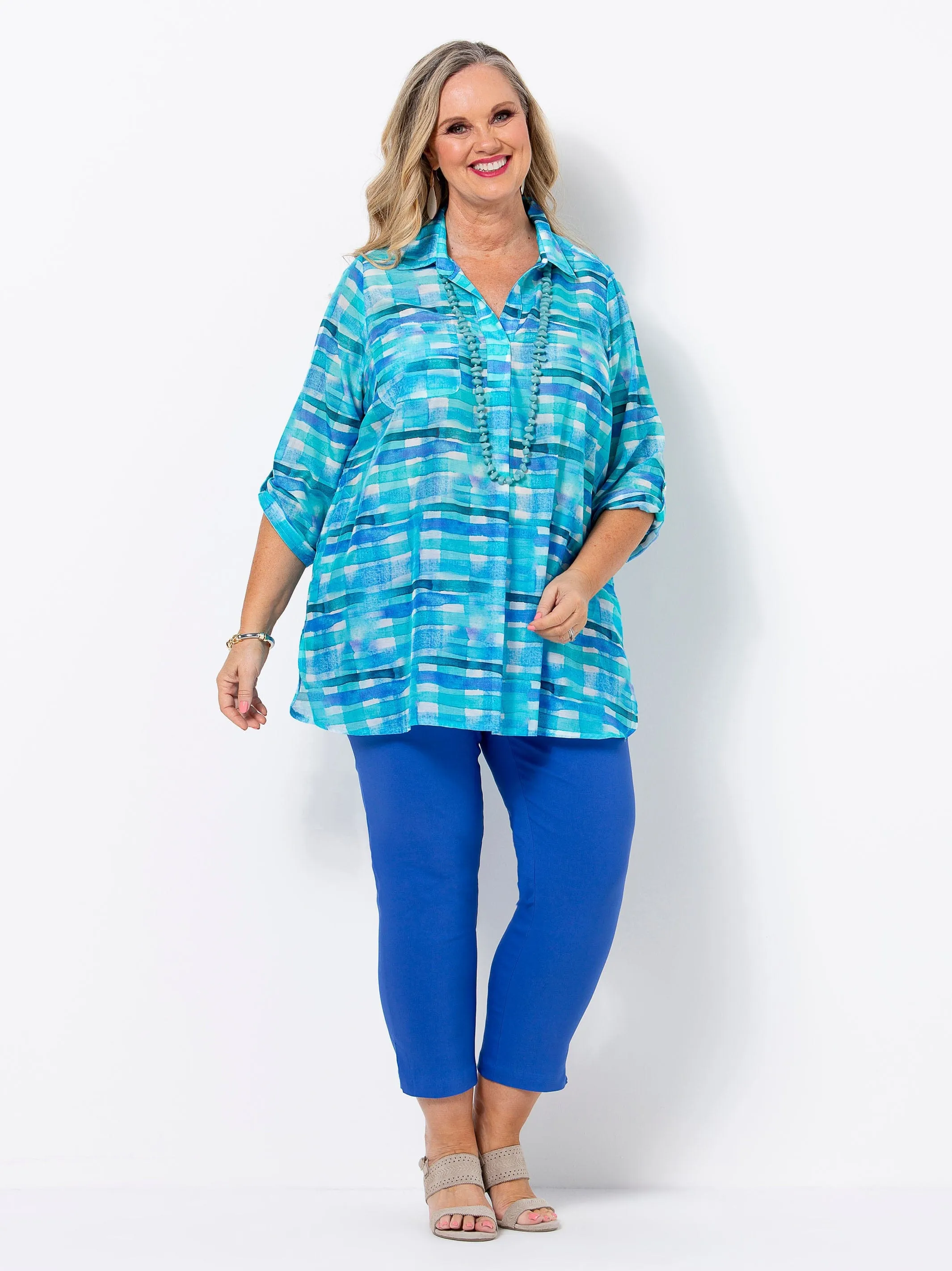 Silk Cotton Blueprint Shirt