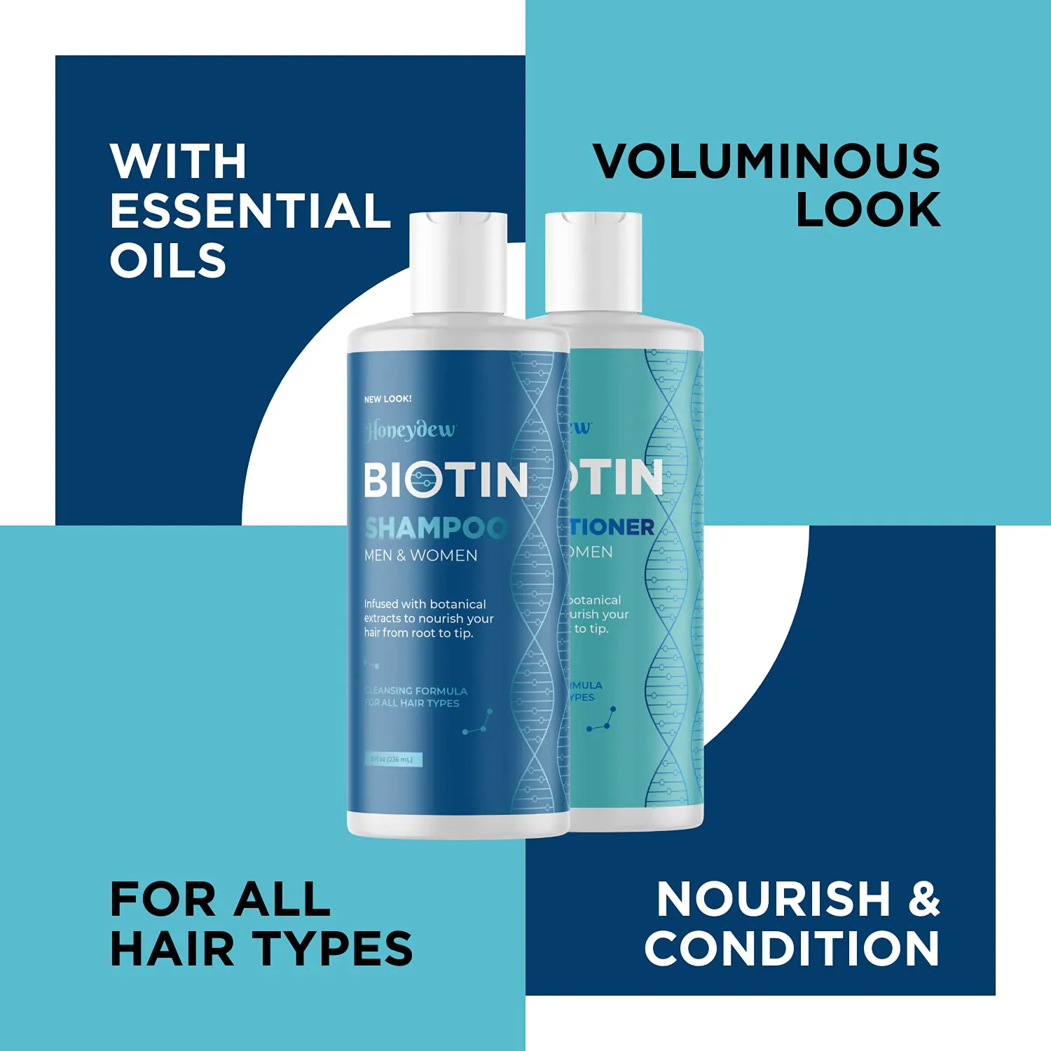 Volumizing Biotin Shampoo and Conditioner Set - Sulfate Free Shampoo and Conditioner for Dry Damaged Hair Care - Thinning Hair Shampoo and Conditioner with Nourishing Biotin Coconut Oil and Keratin