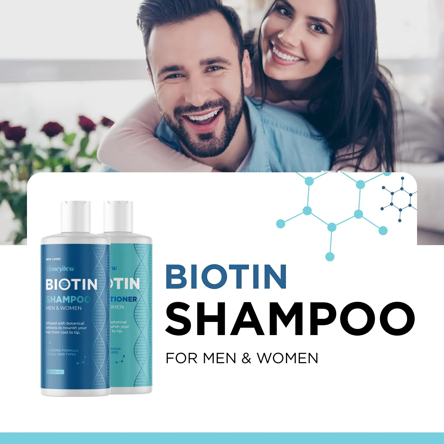 Volumizing Biotin Shampoo and Conditioner Set - Sulfate Free Shampoo and Conditioner for Dry Damaged Hair Care - Thinning Hair Shampoo and Conditioner with Nourishing Biotin Coconut Oil and Keratin